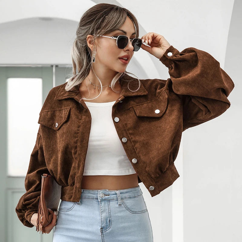 Kort corduroy jasje voor dames | Casual 1