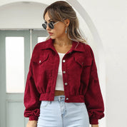 Kort corduroy jasje voor dames | Casual 2