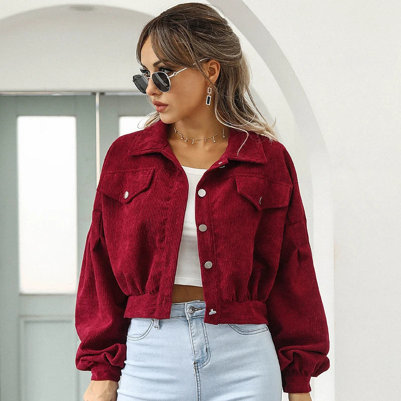 Kort corduroy jasje voor dames | Casual 2