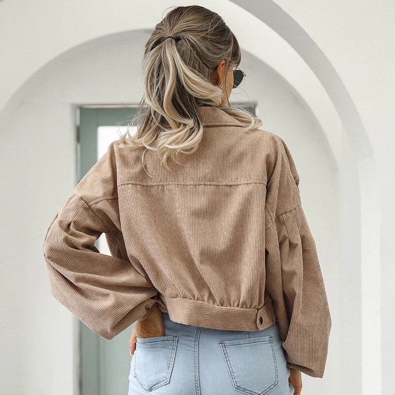 Kort corduroy jasje voor dames | Casual 5