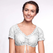 Kort mouwloos croptopje met ruches en vetersluiting aan de voorkant Oktoberfest 0