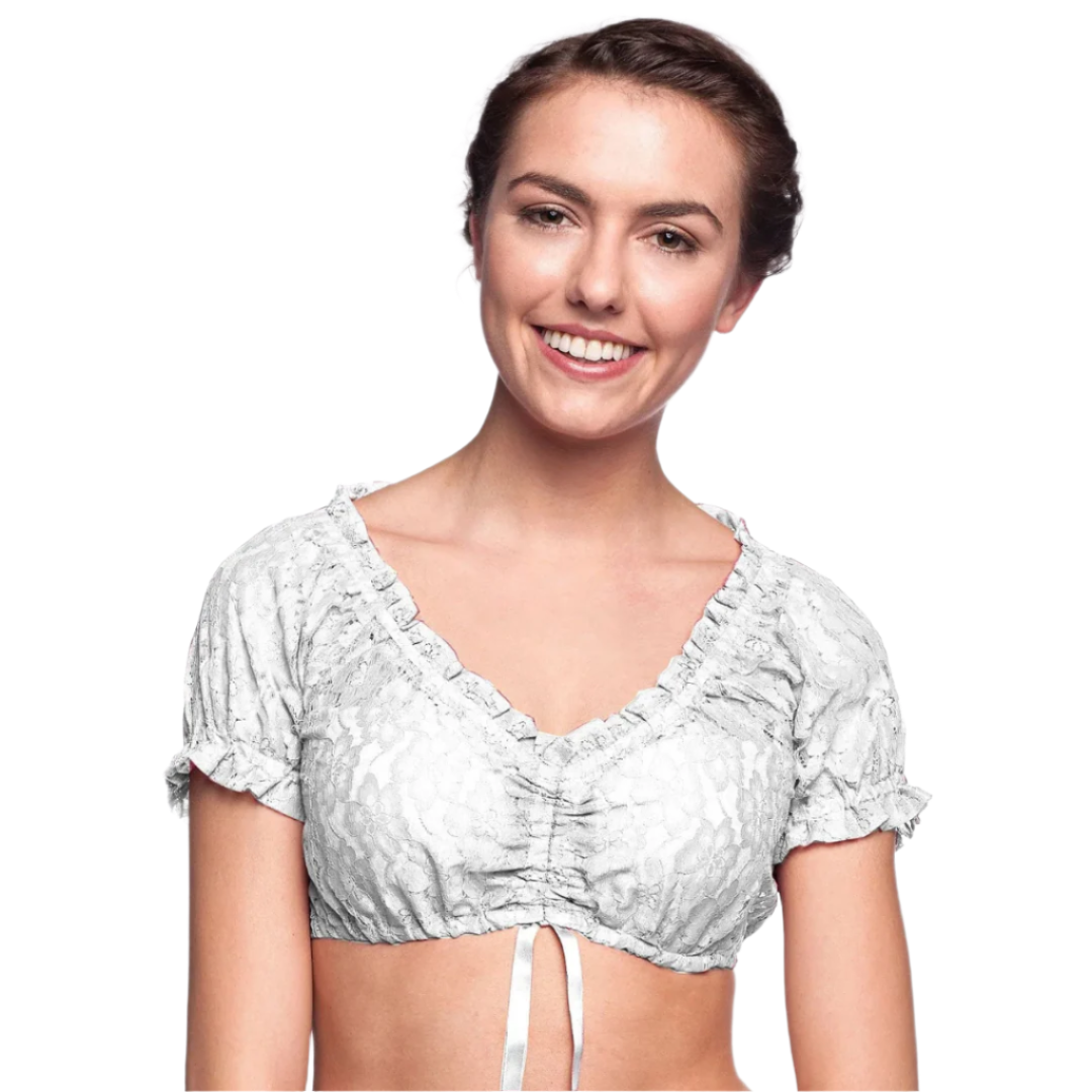 Kort mouwloos croptopje met ruches en vetersluiting aan de voorkant Oktoberfest 1