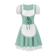 Korte Oktoberfest dirndljurk met ruitjesmotief en kantapplicatie 0