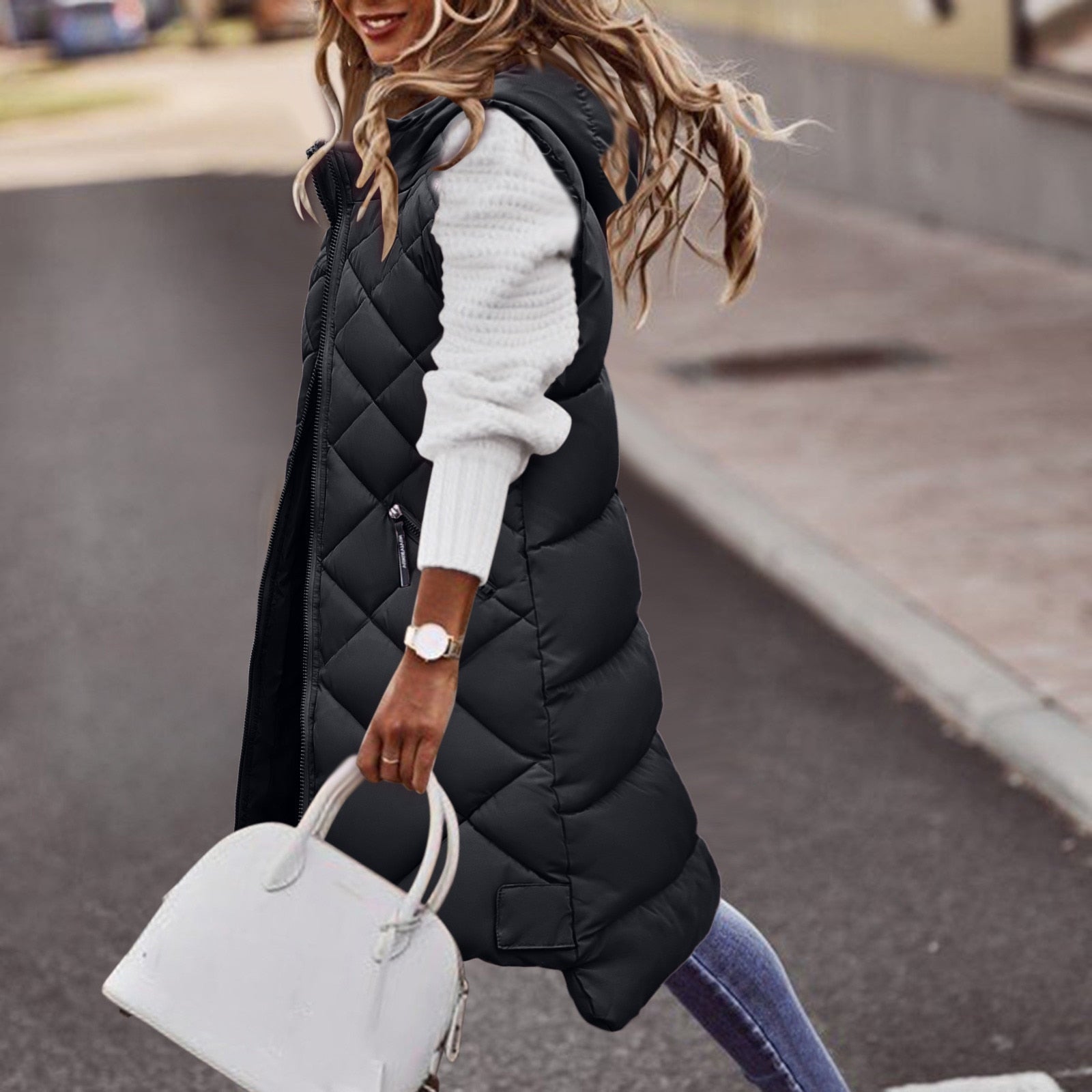 Lang vest met capuchon voor dames | Winter 2