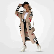 Lange gestreepte cardigan voor dames 0