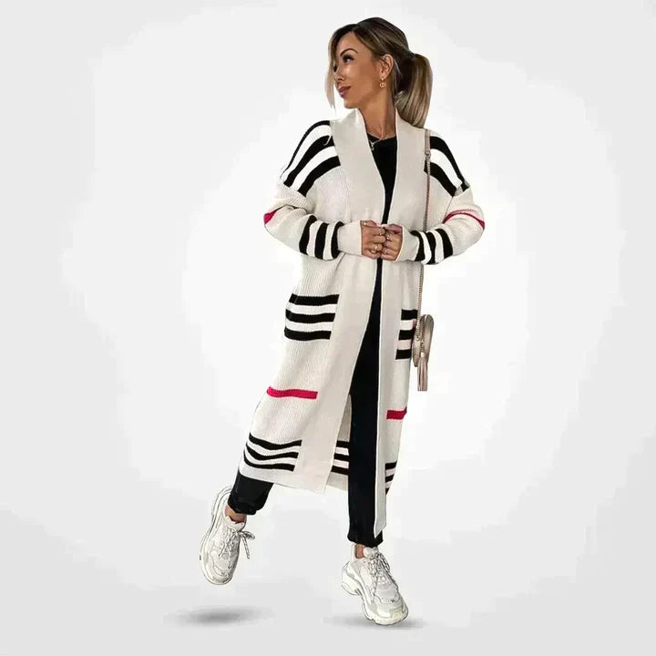 Lange gestreepte cardigan voor dames 3