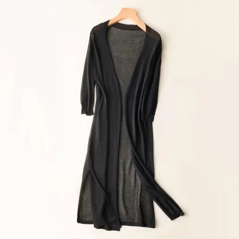 Lichtgewicht lang vest voor dames | Open voorkant 3