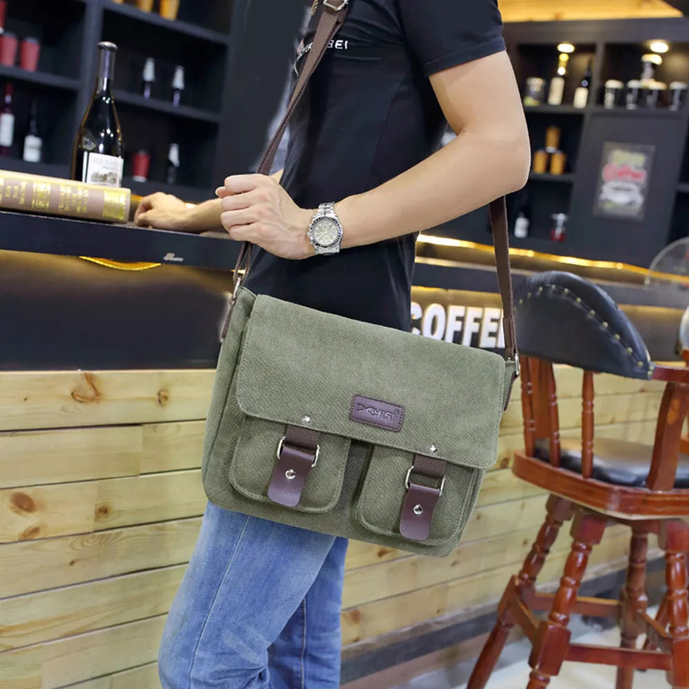 Max | Vintage Canvas Leren Schoudertas voor Mannen
