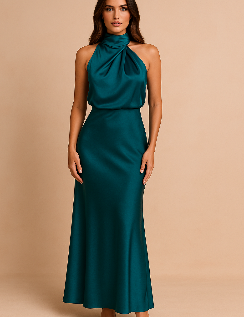 Madlyn elegante Midi -jurk voor dames met draperen 0