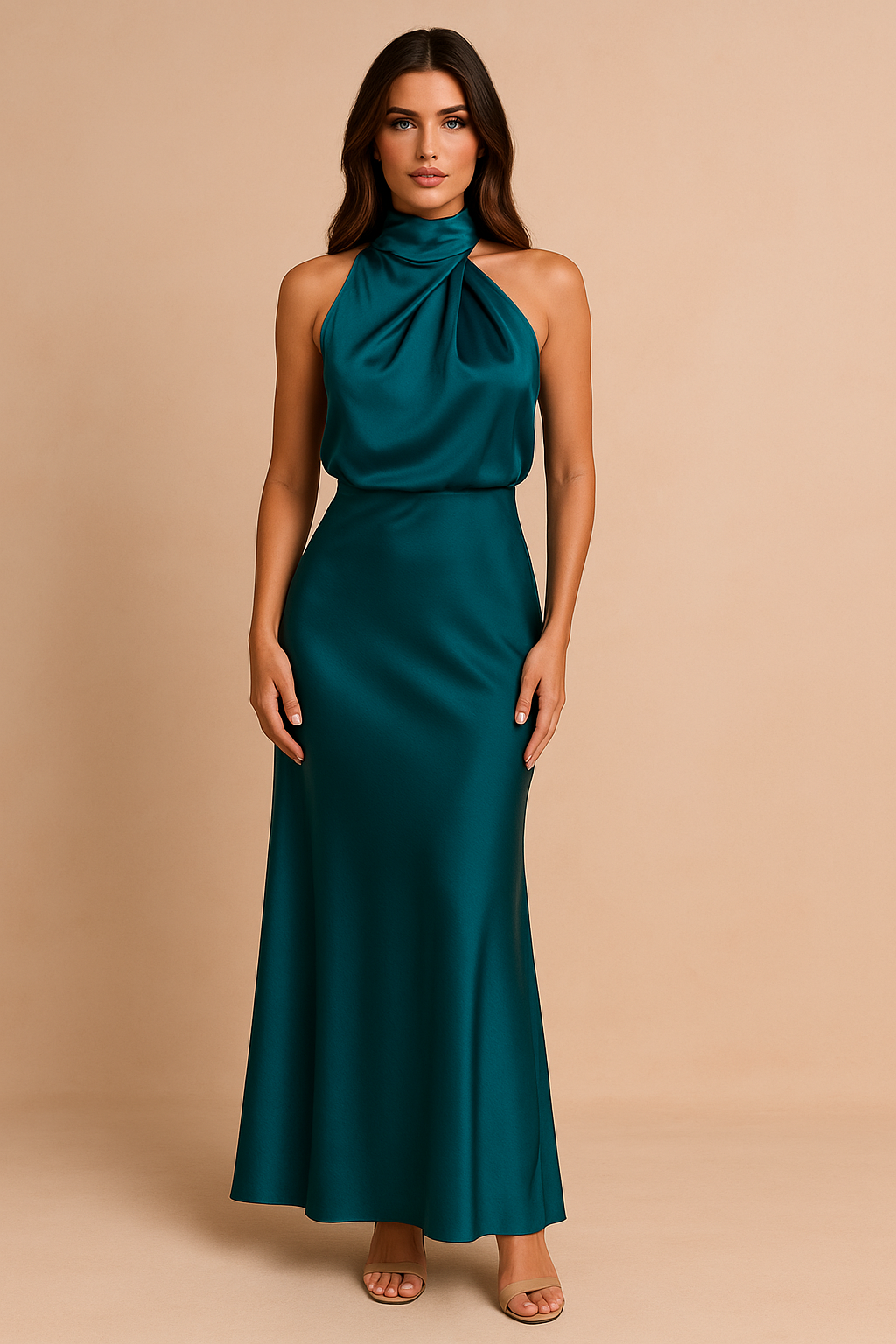 Madlyn elegante Midi -jurk voor dames met draperen 0
