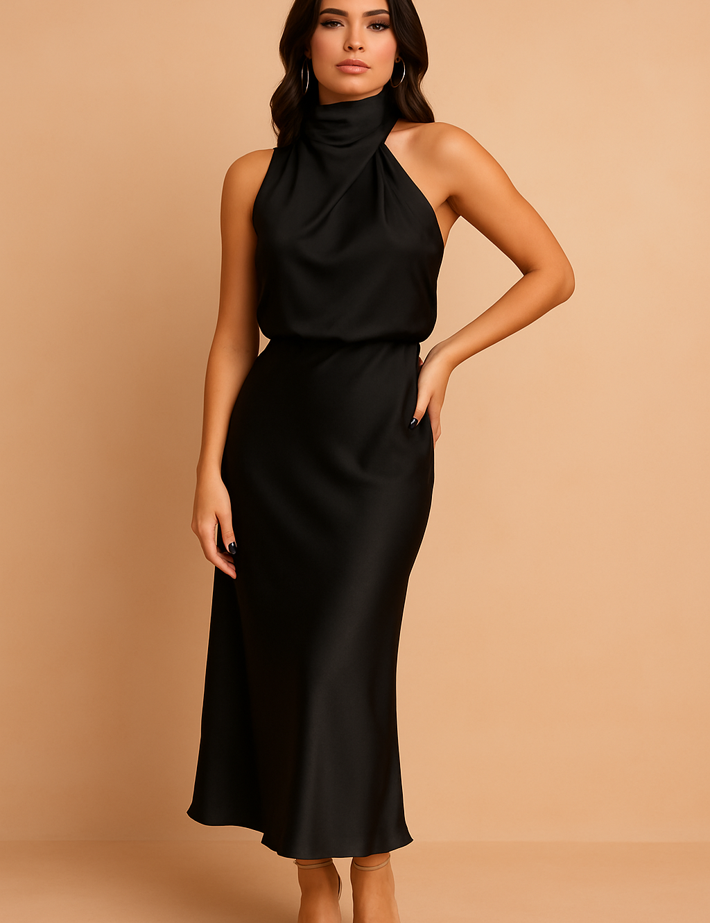 Madlyn elegante Midi -jurk voor dames met draperen 3