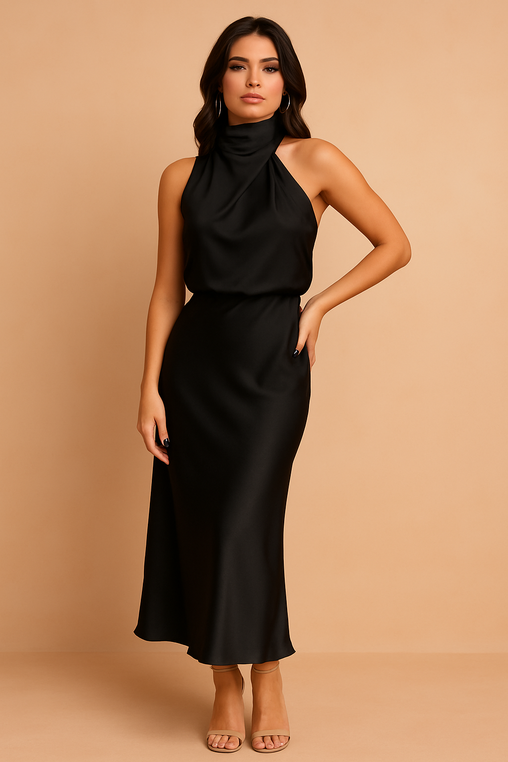 Madlyn elegante Midi -jurk voor dames met draperen 3