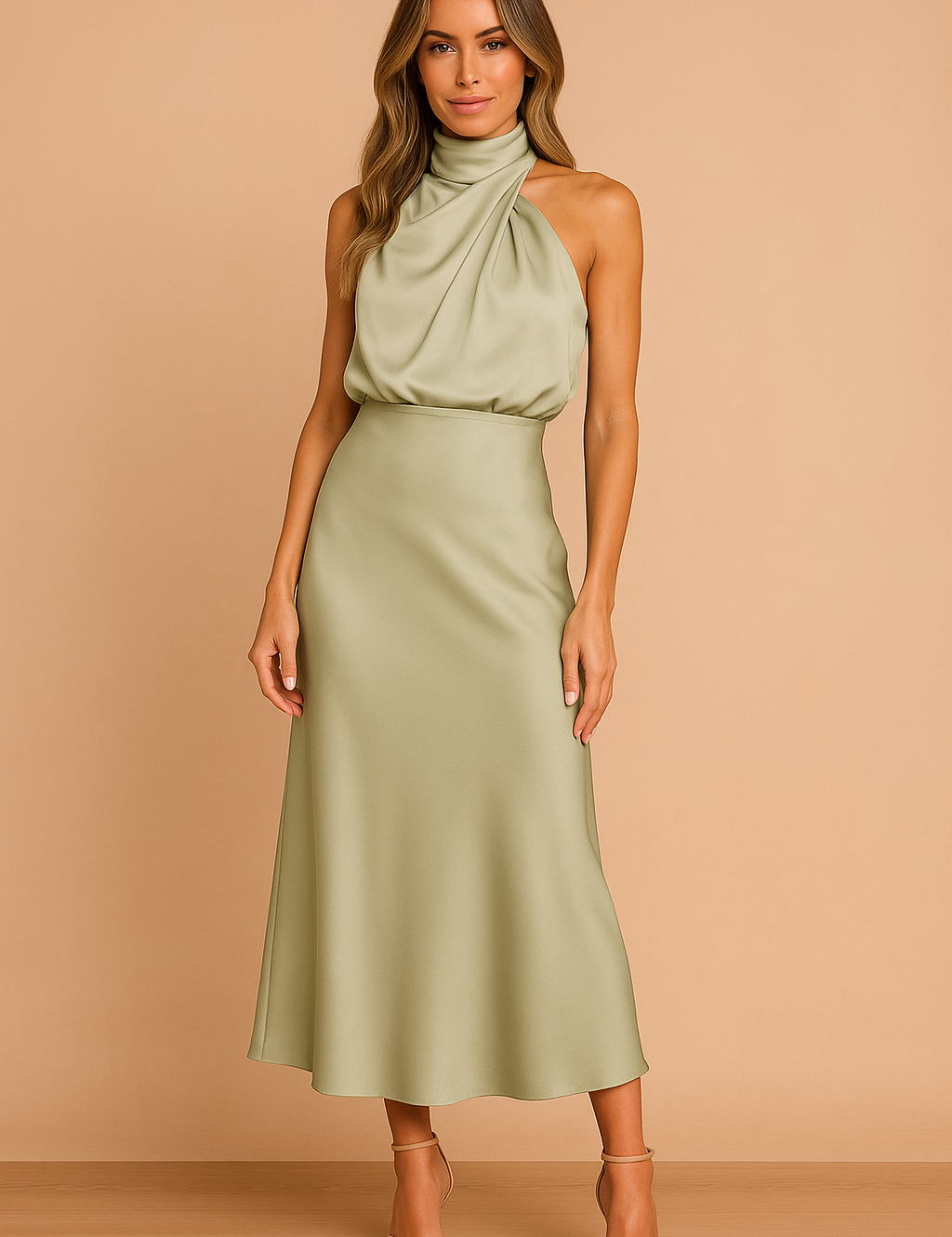 Madlyn elegante Midi -jurk voor dames met draperen 4