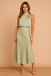 Madlyn elegante Midi -jurk voor dames met draperen 4