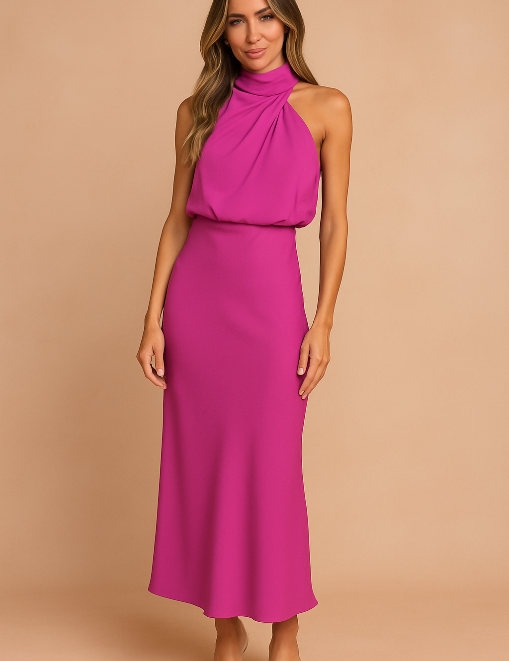 Madlyn elegante Midi -jurk voor dames met draperen 5