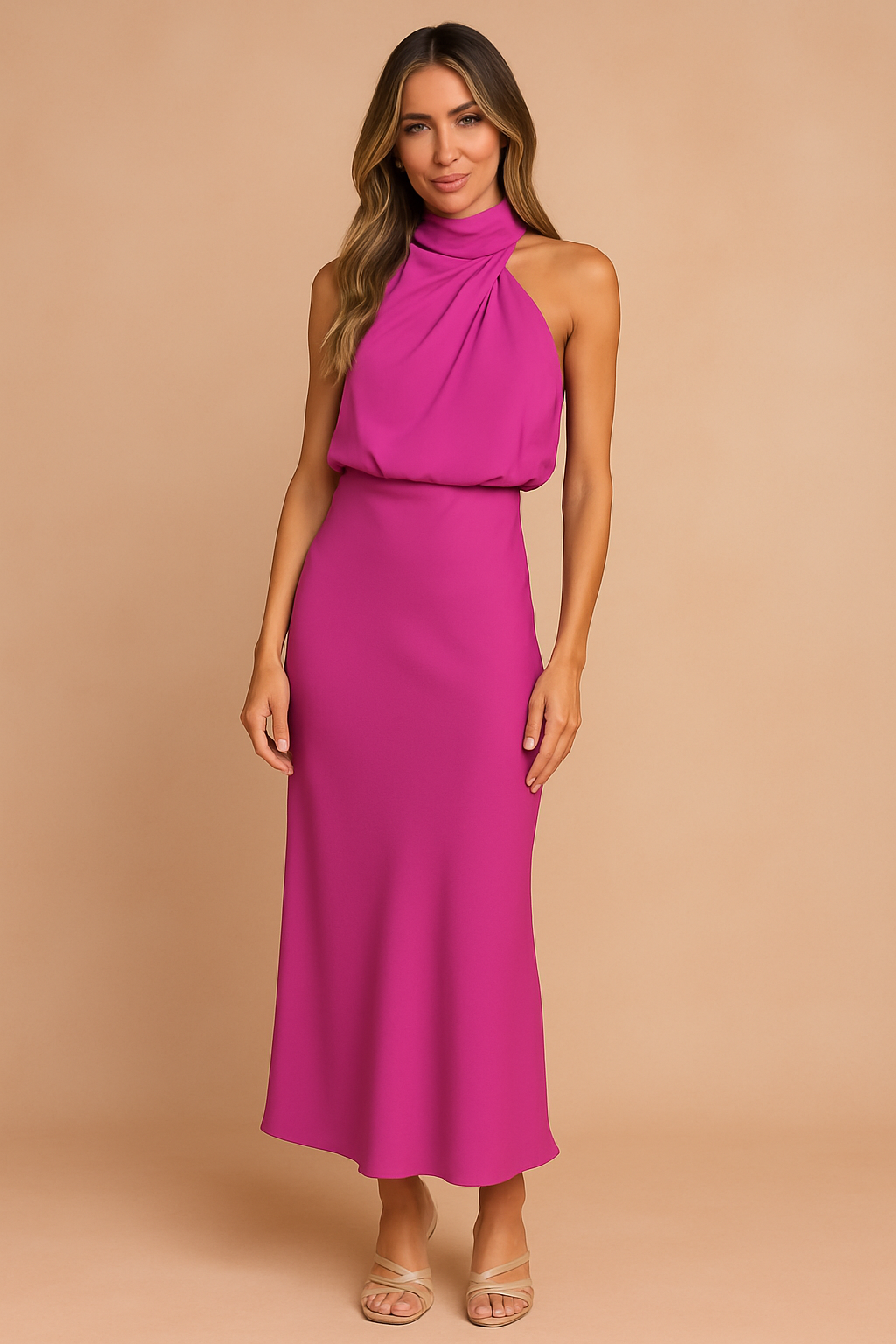 Madlyn elegante Midi -jurk voor dames met draperen 5