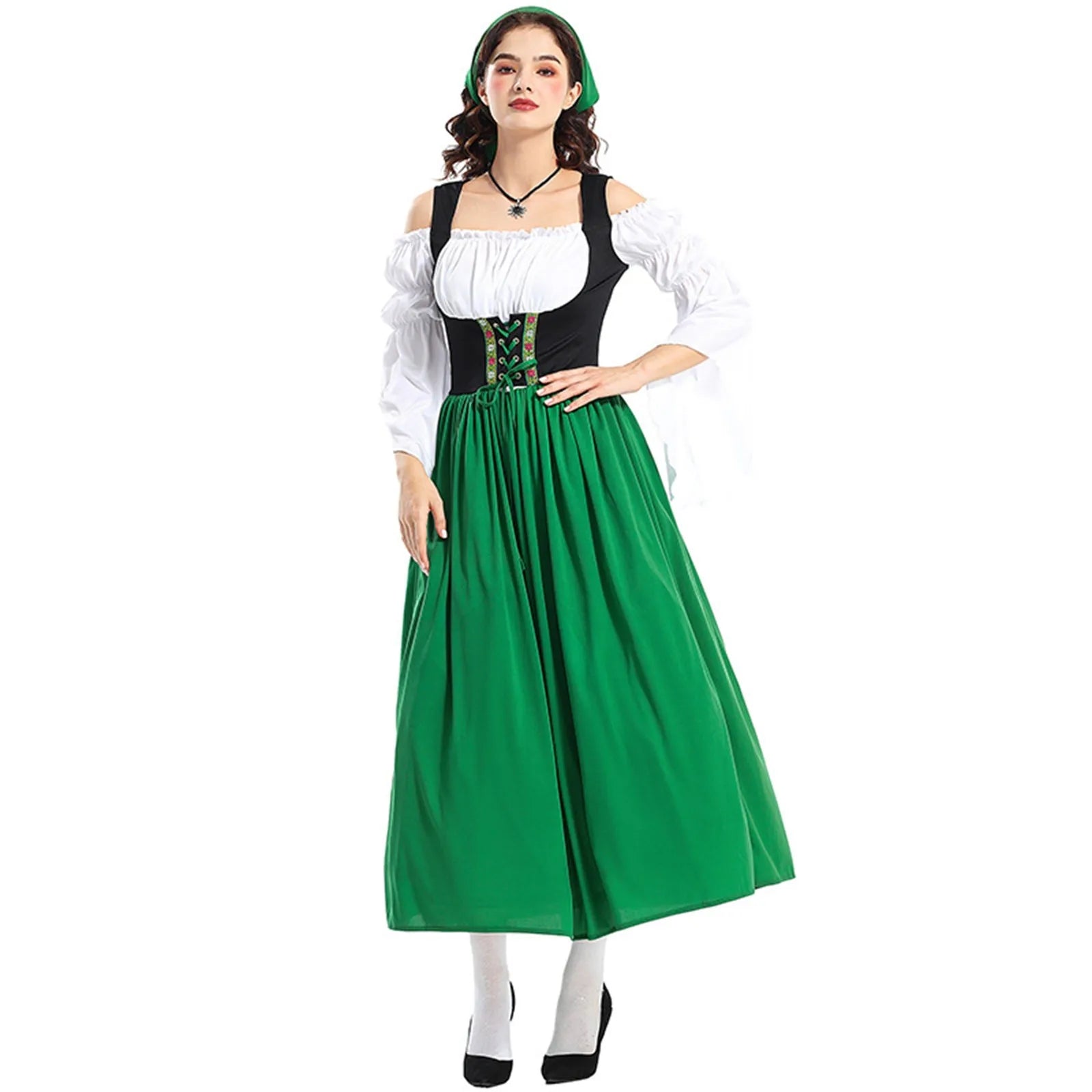Middeleeuwse Oktoberfestjurk met lijfje en wijde rok voor dameskostuum 1