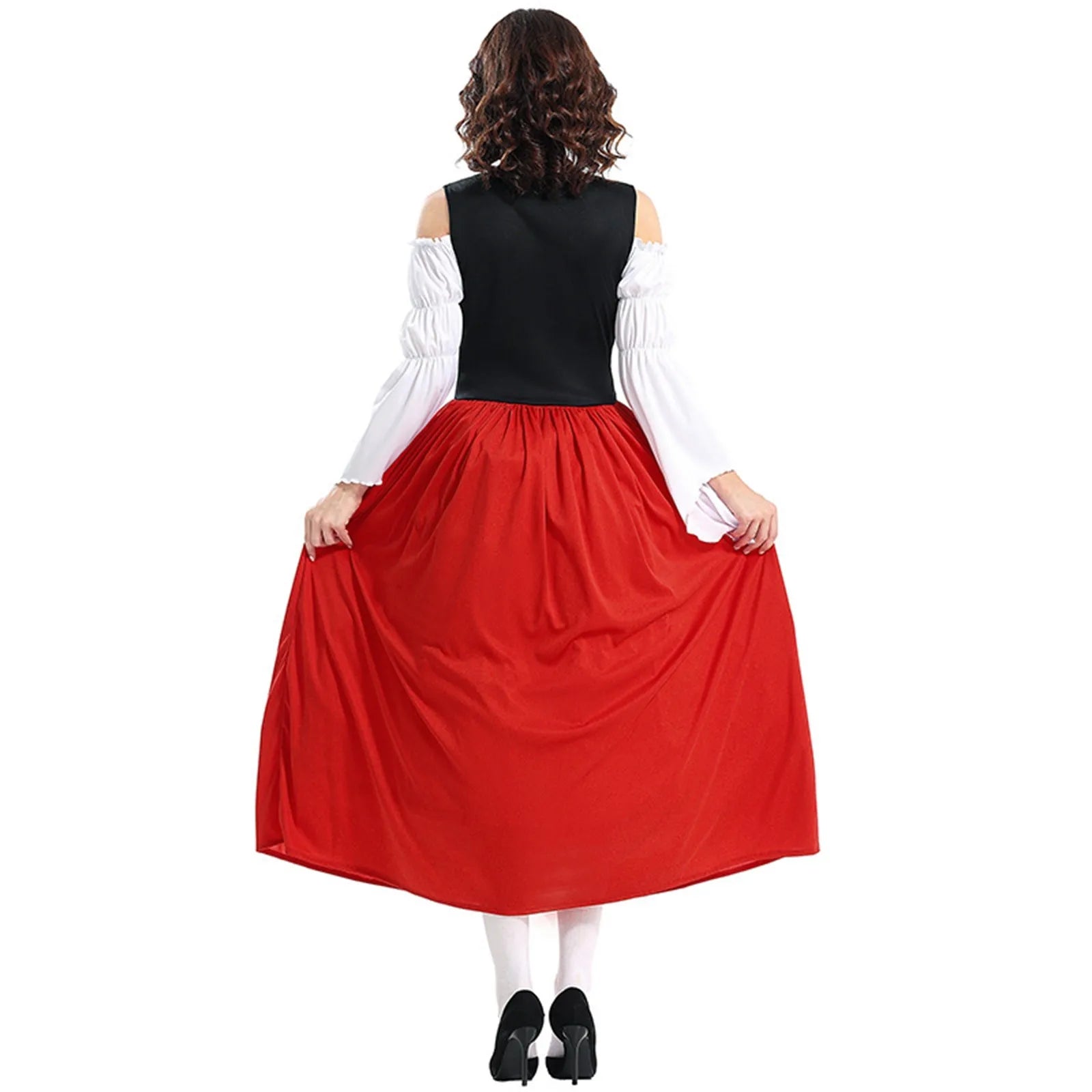 Middeleeuwse Oktoberfestjurk met lijfje en wijde rok voor dameskostuum 3