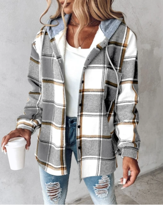Murphy | Geruite damesjas met capuchon | Warm 2