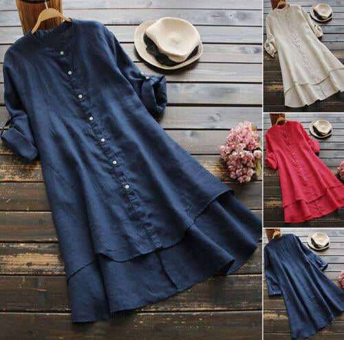 Zomerse Overmaat Katoenen Linnen Jurk voor een Trendy Look