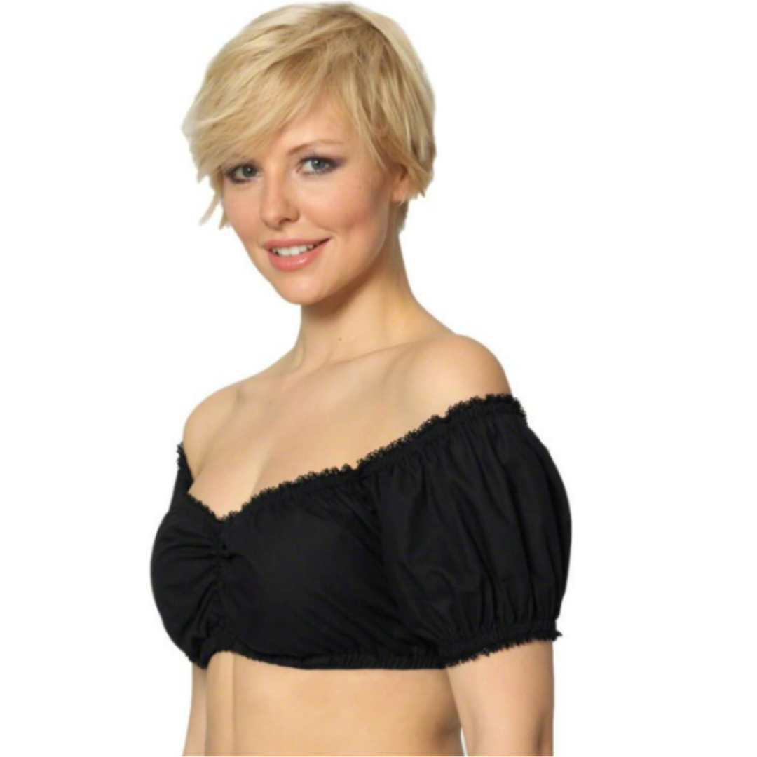 Off-the-shoulder crop top met pofmouwen en ruches voor Oktoberfest 1