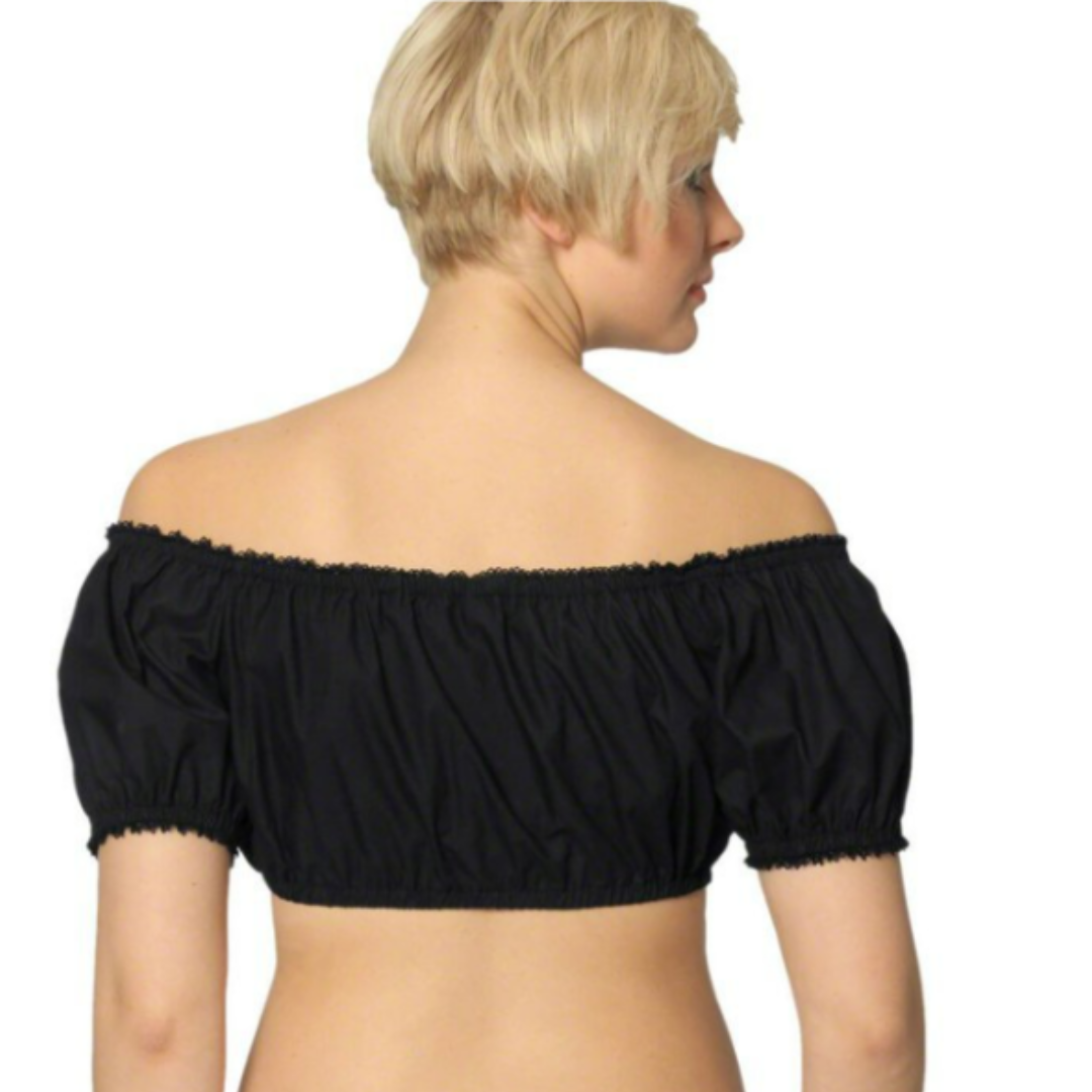 Off-the-shoulder crop top met pofmouwen en ruches voor Oktoberfest 2