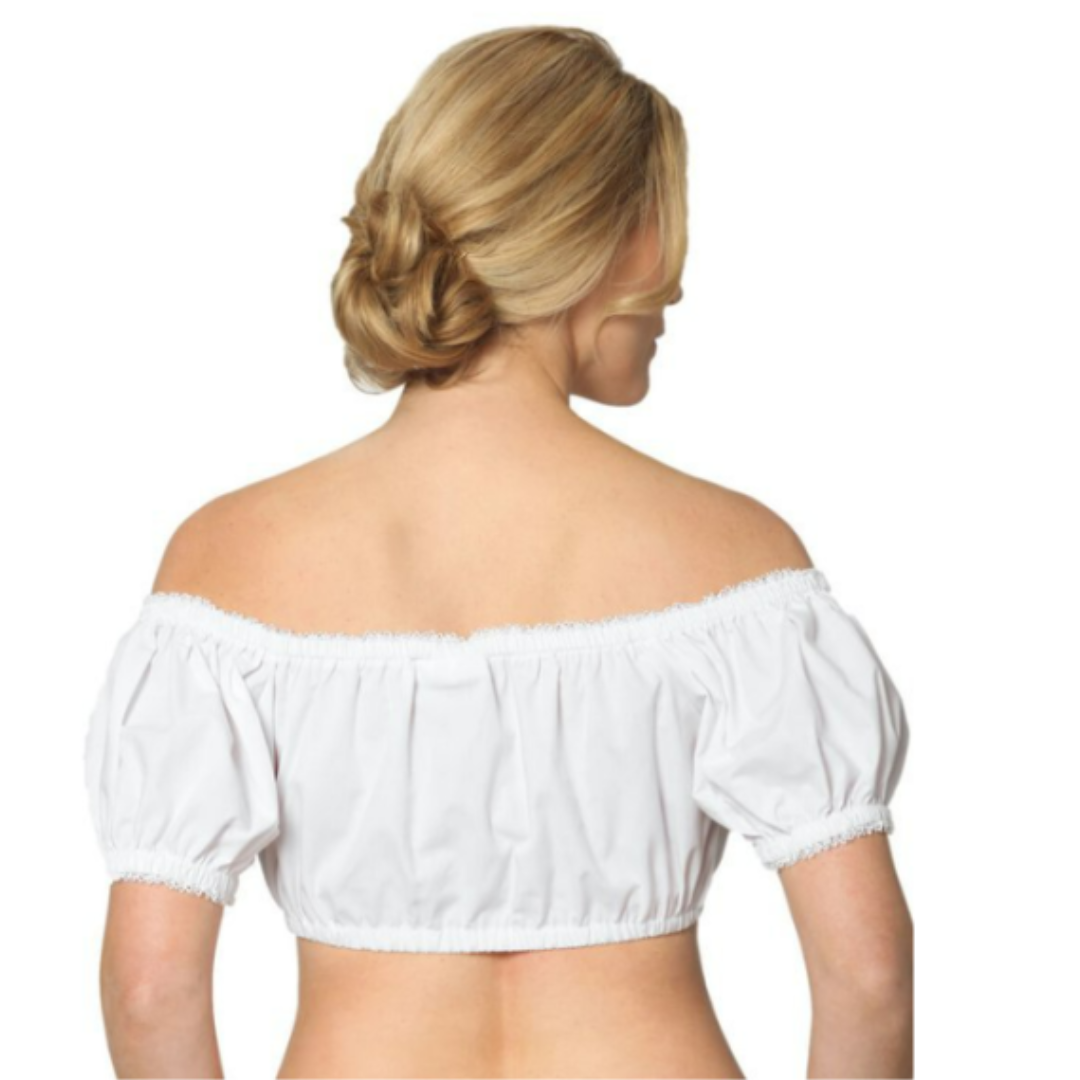 Off-the-shoulder crop top met pofmouwen en ruches voor Oktoberfest 3
