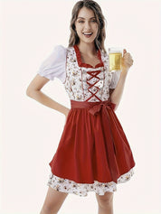 Oktoberfest dirndljurk met bloemenprint en vetersluiting 0
