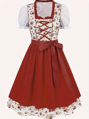 Oktoberfest dirndljurk met bloemenprint en vetersluiting 2