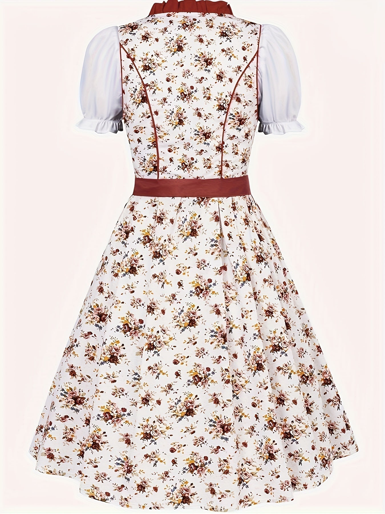 Oktoberfest dirndljurk met bloemenprint en vetersluiting 4