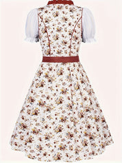 Oktoberfest dirndljurk met bloemenprint en vetersluiting 4