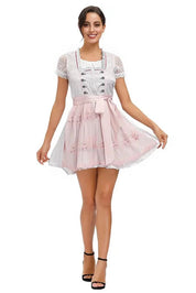 Oktoberfest dirndljurk met bloemenschort en kanten blouse 4