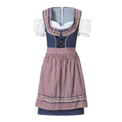 Oktoberfest dirndljurk met geruite schort en kanten mouwen 3
