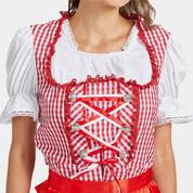Oktoberfest dirndljurk met ruitjesmotief en satijnen lintschort 4