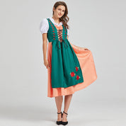 Oktoberfest dirndljurk met veter en bloemendetails 0