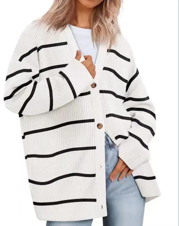 Oversized damescardigan | Gestreept 0