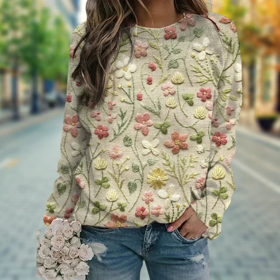 Phoenin | Dames warme trui met bloemenborduursel | Casual 0
