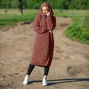 Eya | Lang gebreid Warm vest met capuchon
