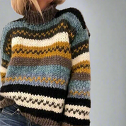 Cora | Knusse Dames Coltrui met Strepenpatroon