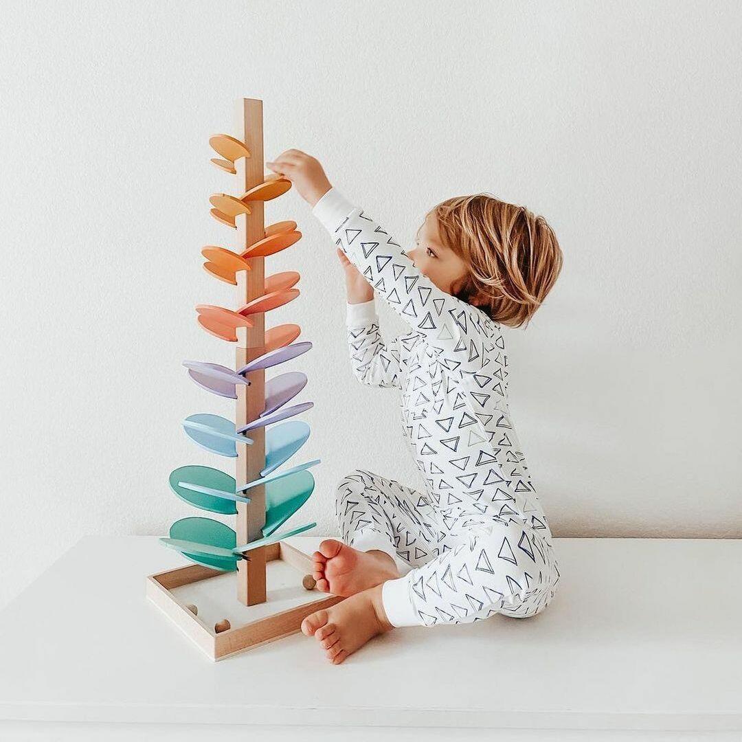 Regenboog Knikkertoren – Creatief houten speelgoed – Bevordert kleuren en geluiden voor kinderen vanaf 3 jaar 0