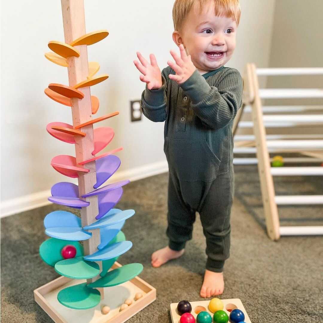Regenboog Knikkertoren – Creatief houten speelgoed – Bevordert kleuren en geluiden voor kinderen vanaf 3 jaar 1