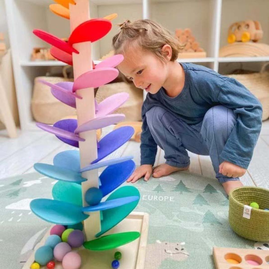 Regenboog Knikkertoren – Creatief houten speelgoed – Bevordert kleuren en geluiden voor kinderen vanaf 3 jaar 3