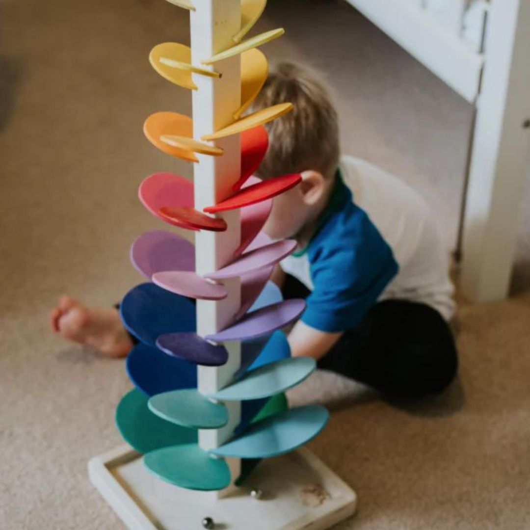 Regenboog Knikkertoren – Creatief houten speelgoed – Bevordert kleuren en geluiden voor kinderen vanaf 3 jaar 4
