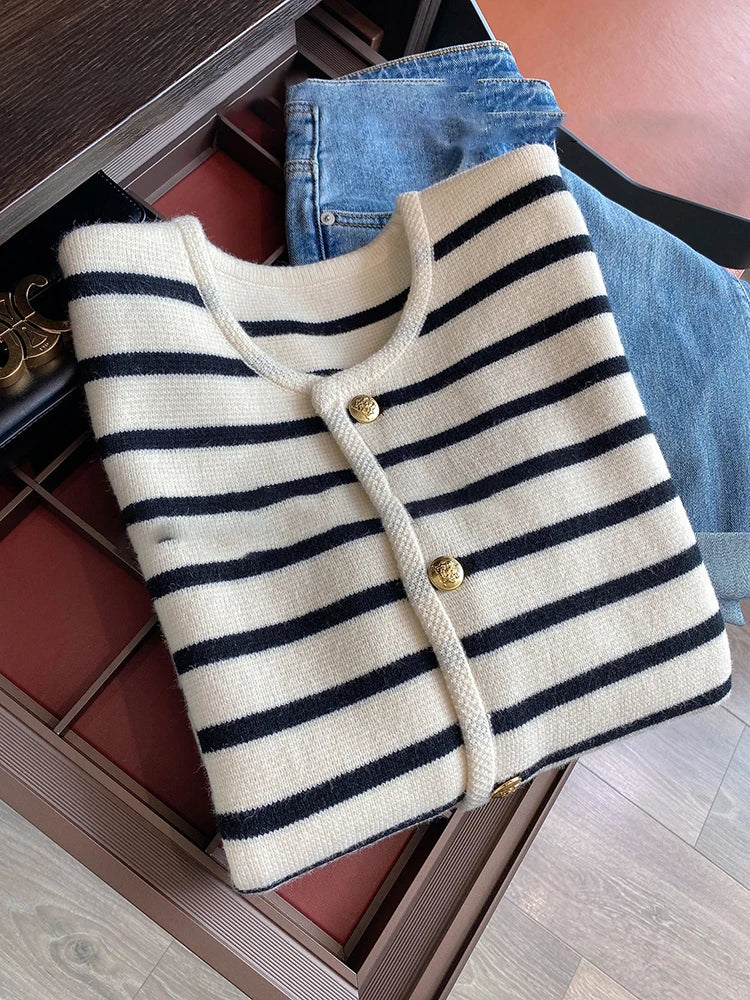 Laura | Gestreept Elegant Vest met knopen Dames