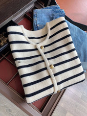 Laura | Gestreept Elegant Vest met knopen Dames