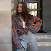 Maan | Oversized Geruit Dames Blouse