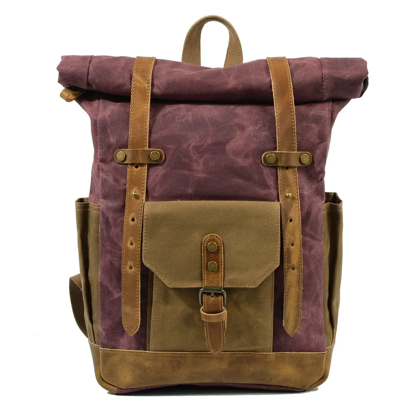 Finn | Stijlvolle Militaire Canvas Rugzak met Roltop voor Wandelen en Laptop