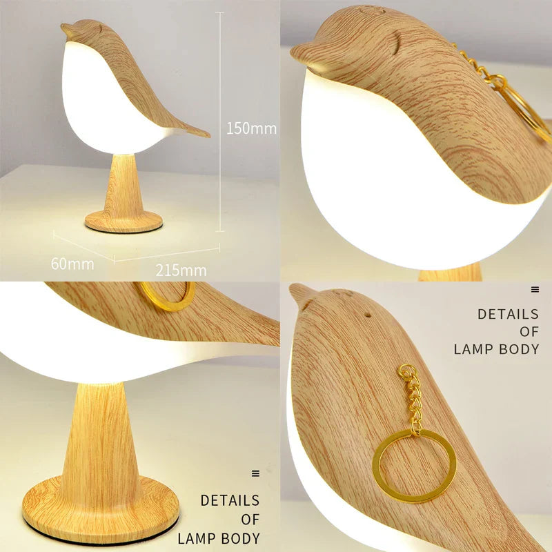GlowNest | Houten Vogelvormige Nachtlamp