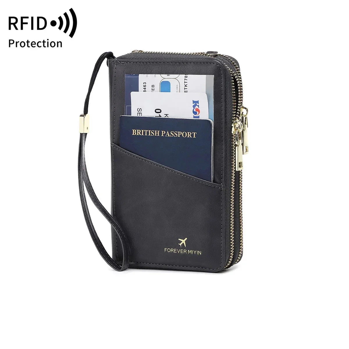 Denise | RFID Beschermende Paspoorthouder en Reisetui met Polsband