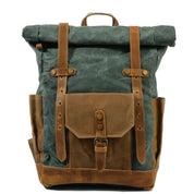 Finn | Stijlvolle Militaire Canvas Rugzak met Roltop voor Wandelen en Laptop